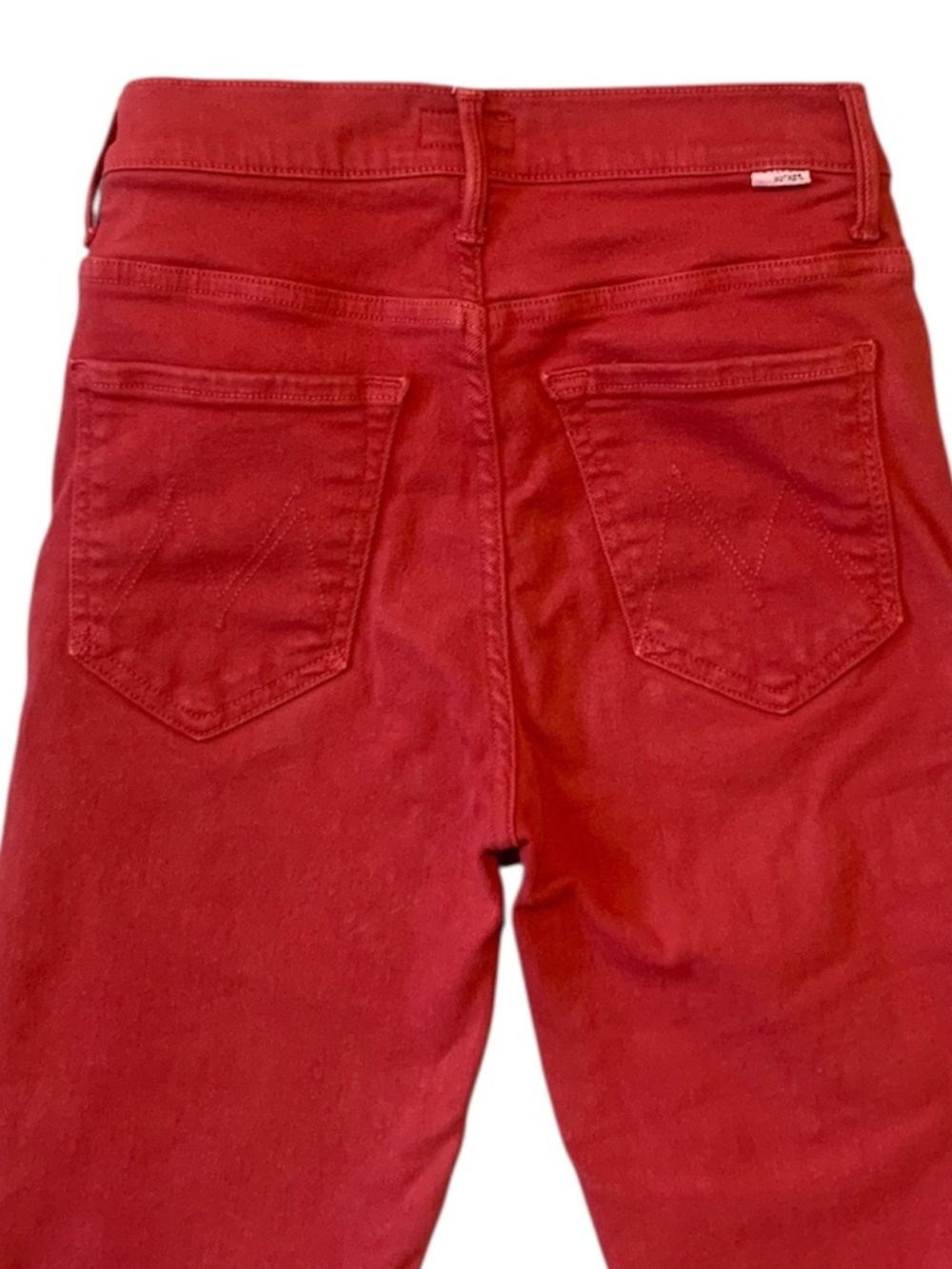Mother The Insider Crop Step Fray Jeans Second Chances Hot Rod Red 26 - Picture 9 of 10
